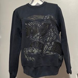 Burberry Men's Blue Equestrian Knight-appliqué Sweatshirt